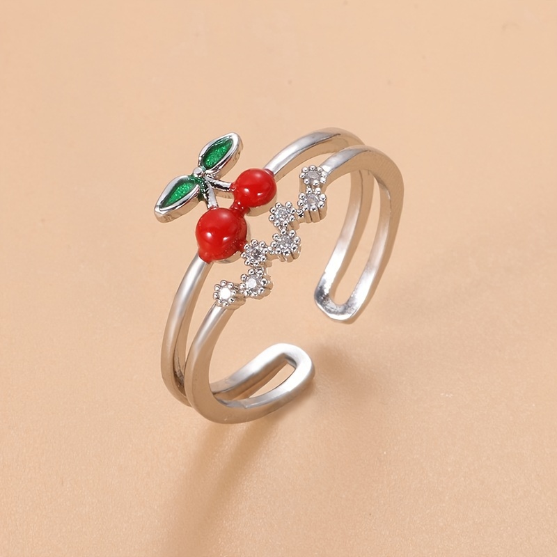 Double Layer Zirconia Cherry Ring